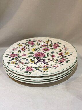 Set of 4 VTG Old Foley James Kent England Chinese Rose Plates 8" Dessert Salad